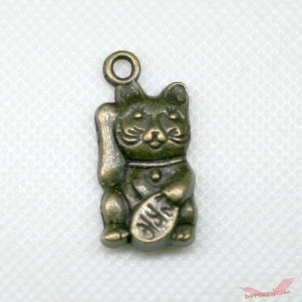 招き猫 3D チャーム 銅古美