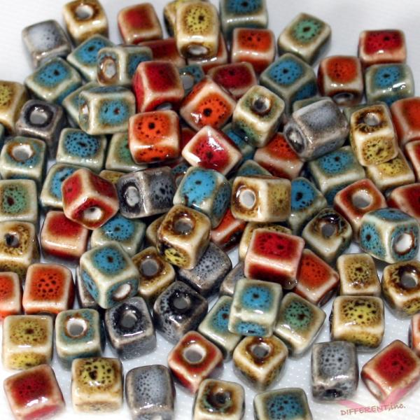 キューブ セラミックビーズ  カラーMIX （2個）