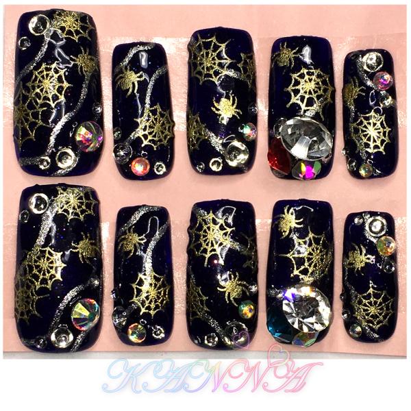 かっこいい♪ダークパープルの蜘蛛 ネイルチップ by Kanna