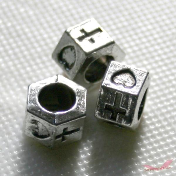 六角形 十字架 ハート メタル ビーズ ビッグホール