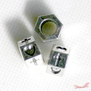 六角形 十字架 ハート メタル ビーズ ビッグホールの詳細画像2