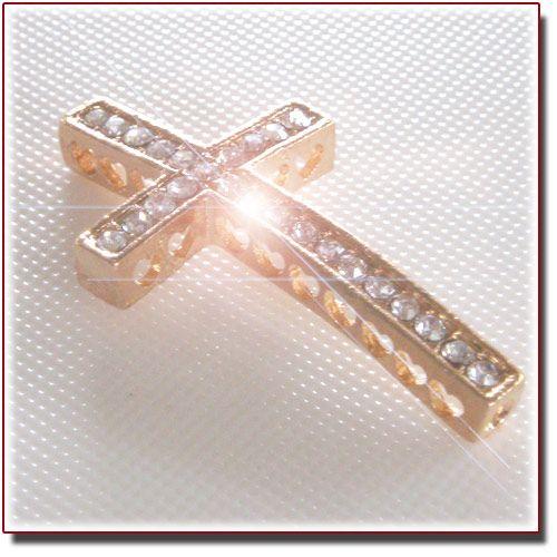 【在庫処分】Cross Beads Crystal Gold キラキラ合金クリスタルゴールドクロス ...