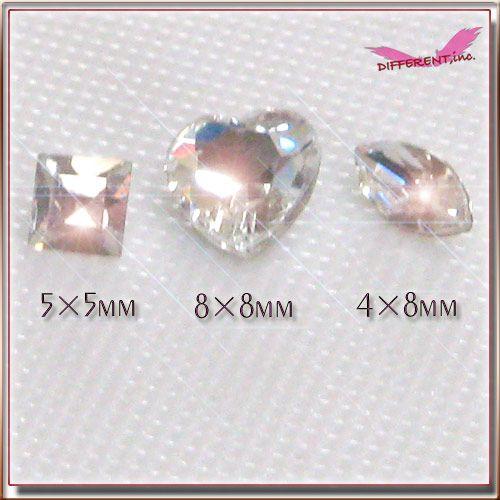 ネイル＆デコに Crystal jewelry 3Type マーキス、スクエア、ハート
