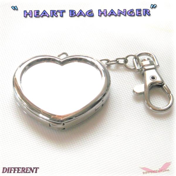 デコ素材 バッグハンガー ハートタイプ  チェーン＆ナスカン アーム収納タイプ