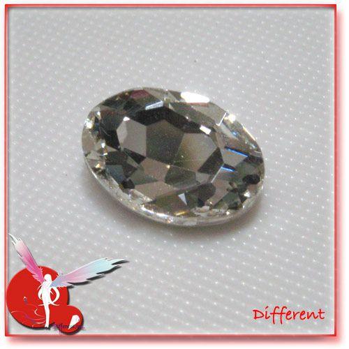 デコ ガラスジュエリー オーバルストーン クリスタル 10*14