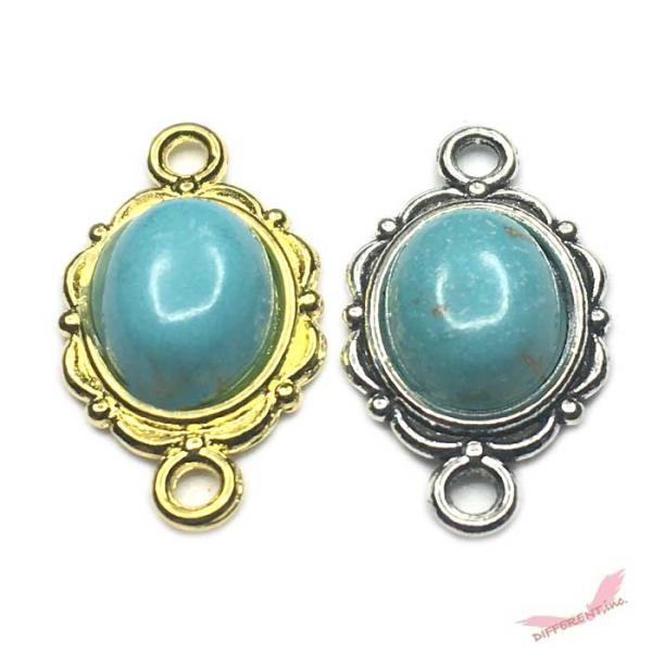 オーバル フェイクターコイズ コネクター   12mm×21mm