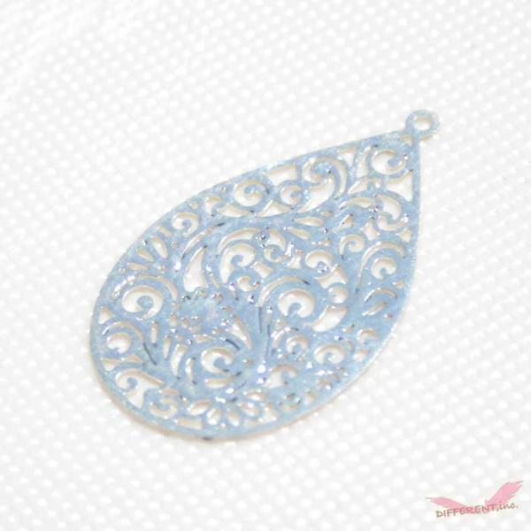 透かし ティアドロップ型 デザイン チャームパーツ Silver 18*30mm