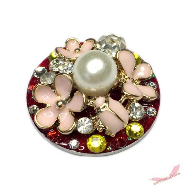お花畑に戯れるむし＆フェイク真珠 クリスタルストーン デコ 25mm ゴルフマーカー ハットクリップ...