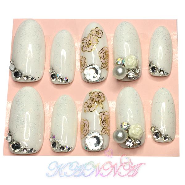 ジェルネイル！ブライダルデザイン♪清楚なホワイト ネイルチップ by Kanna