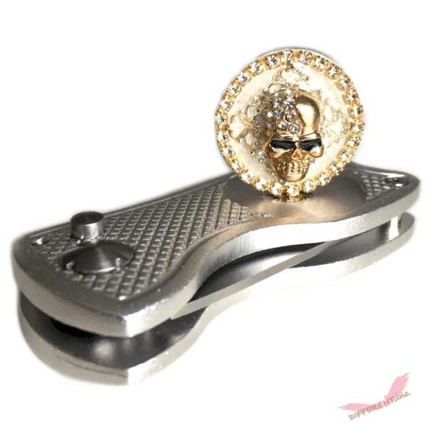 スカル ホワイトベース デコ ゴルフマーカー グリーンフォーク セット Divot tool