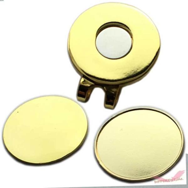 Gold ゴルフマーカー フチ有りとフチなし 黄金のマーカーとハットクリップセット