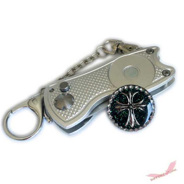 ゴシック 十字架 スワロフスキーチェーン デコ マーカー とグリーンフォーク ジャックナイフタイプ ...