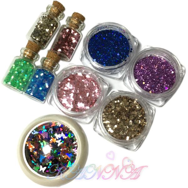 ・グリッター・ラメセット バタフライ型 ホログラム ケース入り by Kanna