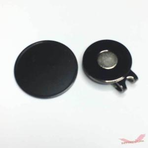 Black BIG ゴルフマーカー 33mm ハットクリップセット｜different