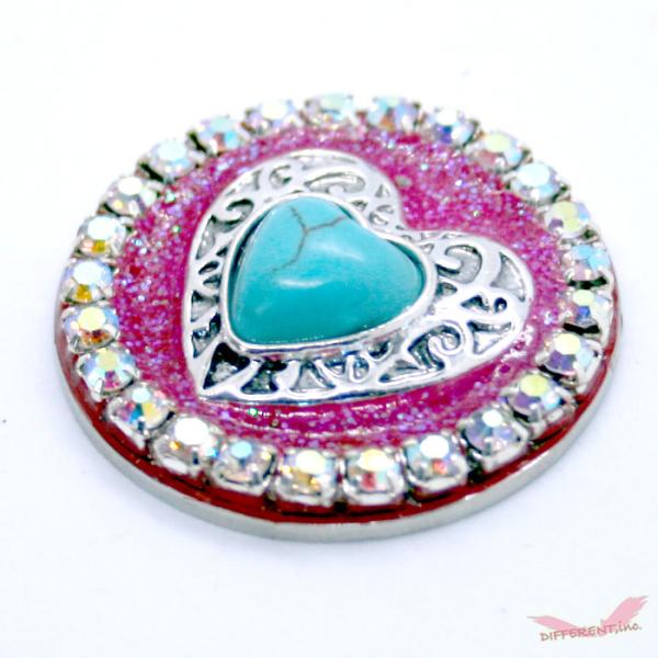 フェイクターコイズ ハート ボヘミアンデザイン ゴルフマーカー ハットクリップ付