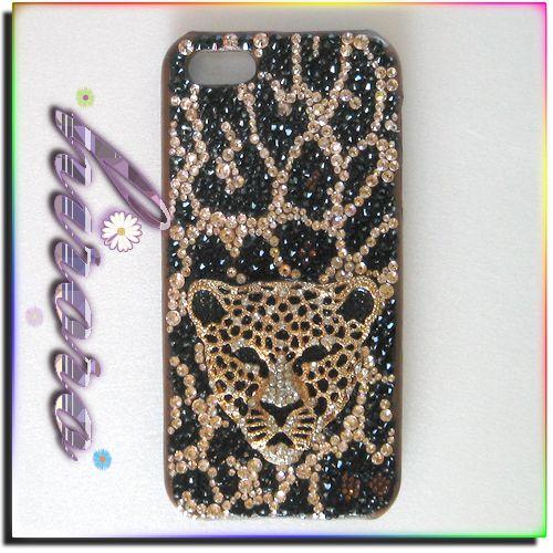 iPhone5/5sケース スワロフスキー 豹Gold