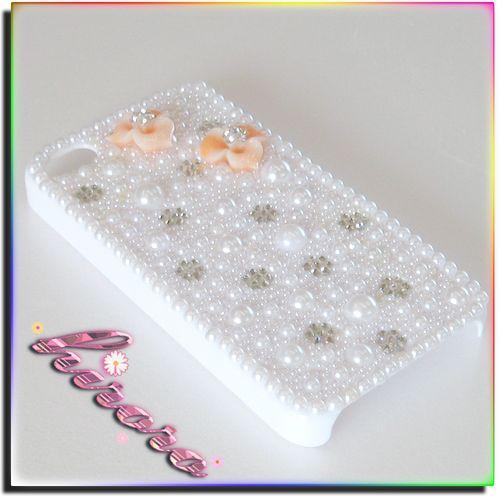 iPhone4/4sケース スワロ&amp;パール フラワー B