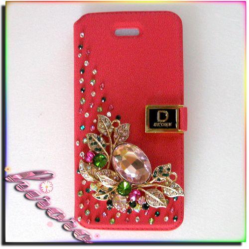 iPhone5/5sケース スワロフスキー 革製手帳型ケース no.3