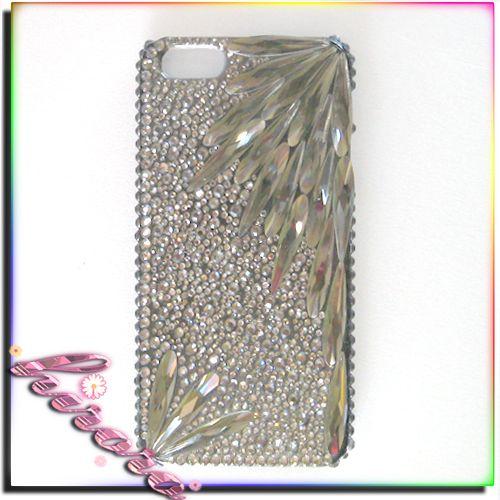 iPhone5/5sケース A級ガラスストーン ロングドロップ ブラックダイヤモンド