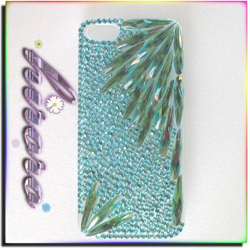 iPhone5/5sケース A級ガラスストーン ロングドロップ ライトグリーン