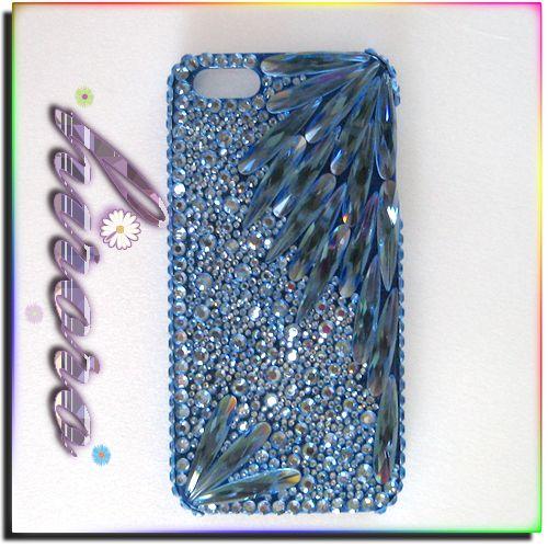 iPhone5/5sケース A級ガラスストーン ロングドロップ ブルー