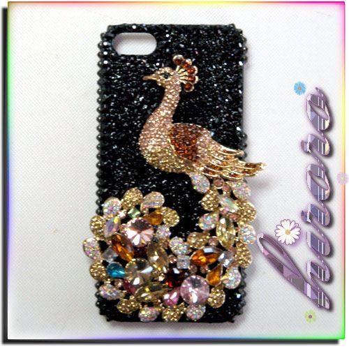 iPhone5/5sケース スワロフスキー ジェット 700粒 鳳凰 no.12