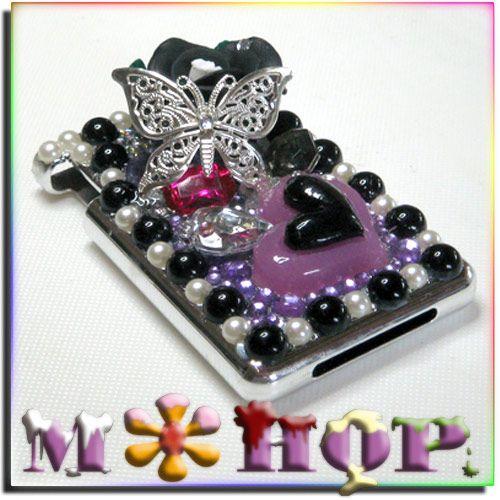 黒バラtoハート シルバーミンティアデコケース 手作りデコ by M＊HOP