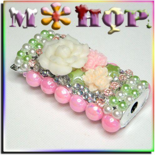 セレブデコ　ポワイトローズ　全面デコライターケース　手作りデコ by M＊HOP