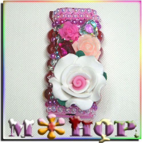 白バラ　キラキラ　デコ　ライターケース　手作りデコ by M＊HOP