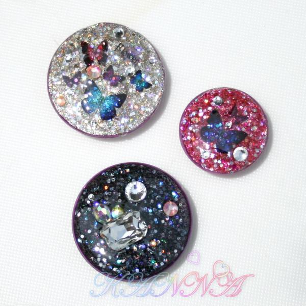 キラキラ♪ 蝶やビジューのマグネット3個セット  by Kanna