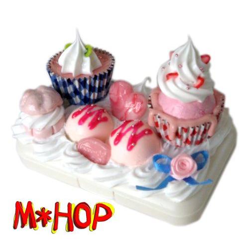 スイーツ盛り ストロベリーカップケーキ　印鑑ケース 手作りデコ