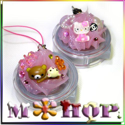 クマorネコちゃん スライドケース ストラップ付  手作りデコ