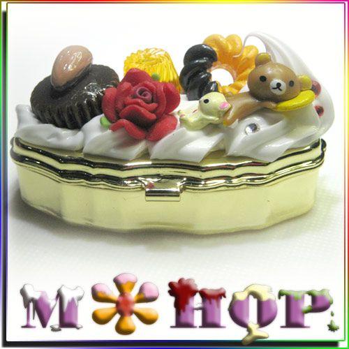 リラックマ&amp;コリラックマ ミラー付サプリケース（ゴールド） 手作りデコ