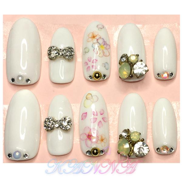 カワ！ 結婚式にgood ホワイトカラーの姫盛り ネイルチップ by Kanna