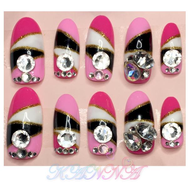 the小悪魔♪ピンク×ブラック×ホワイトのエロ可愛 ネイルチップ by Kanna