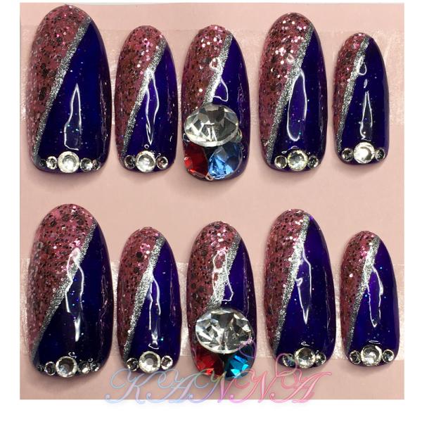 ハーフカラー♪ピンク×パープルのおしゃれなネイル ネイルチップ by Kanna