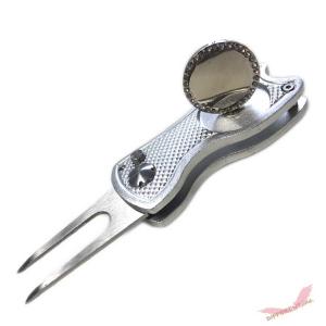 ゴルフ グリーンフォーク ジャックナイフタイプ キラキララインストーンマーカーセット divot tool｜different