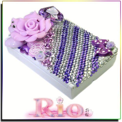 姫系　エレガント パープル系 小物ケース ミラー付 デコ雑貨 by rio