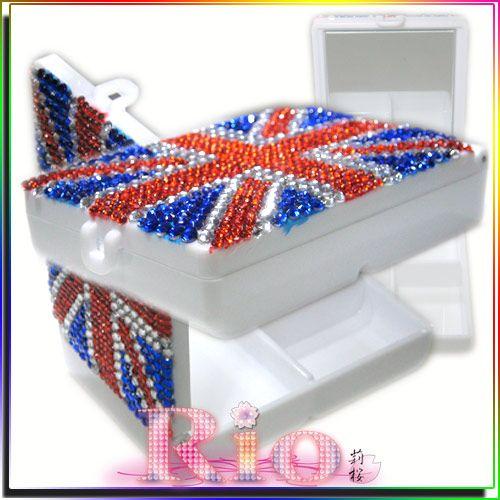 ユニオンジャック柄 ピルケース ミラー付　姫デコ by-Rio