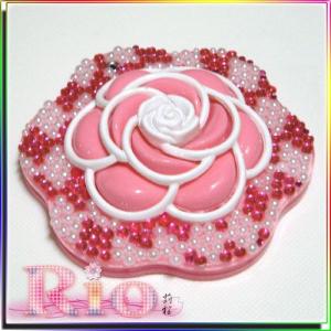 デコ ピンクのお花型スライドミラー by-rio｜different