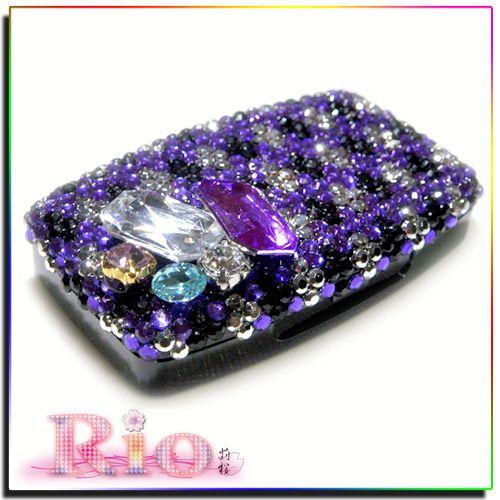 デコ シルバー×パープル×ブラックアーガイル柄 つけまケー by-rio