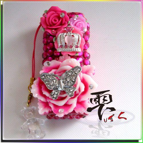 姫系 スワロ＆ガラスストーン使用 大人持ち ライターケース チャーム付 全デコ by-雫