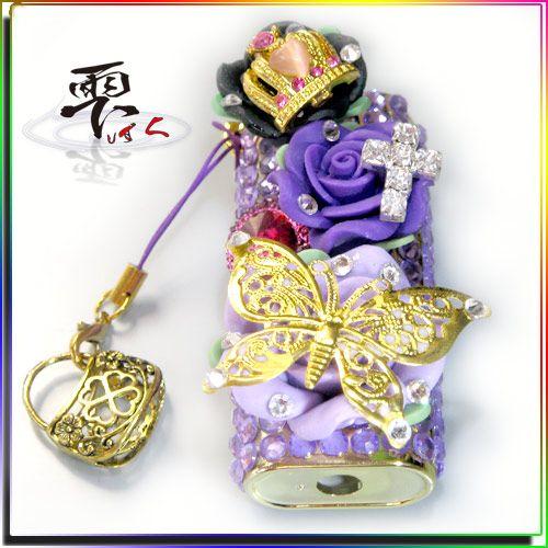 デコ Cool&amp;Sexy 大人持ち ライターケース パープル スワロがキラ 全デコ by-雫