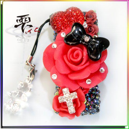 デコ 小悪魔姫系 BLACK&amp;REDち ライターケース スワロがキラ 全デコ by-雫