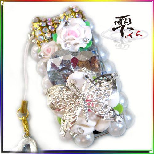 デコ 姫系シルバー＆ホワイトの清楚な ライターケース スワロがキラ 全デコ by-雫