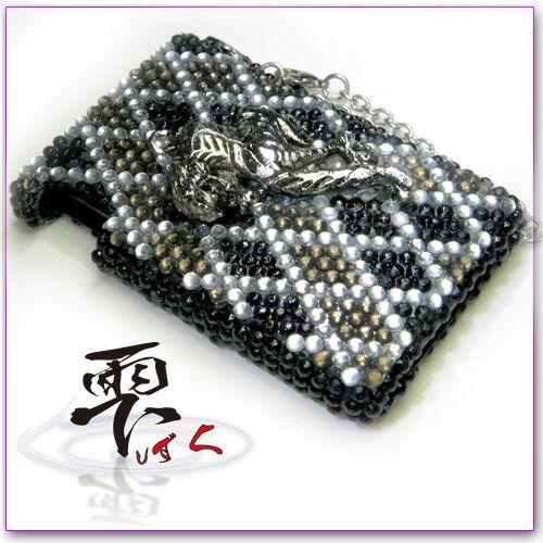 Men's パワーストーン付 虎＆チェックのミンティアケース 全デコ by-雫