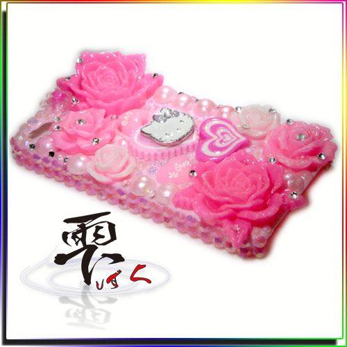 iPhone4 姫系 スワロ使用 超ラブリー♪ キティ ハードケース  by-雫