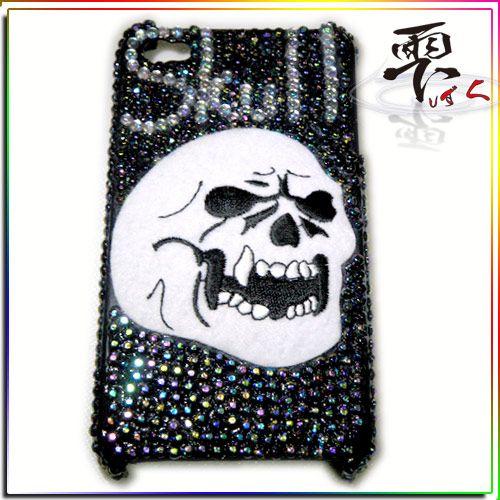 iPhone4&amp;4s スカルロゴ＆スカルキラキラ ハードケース  by-雫