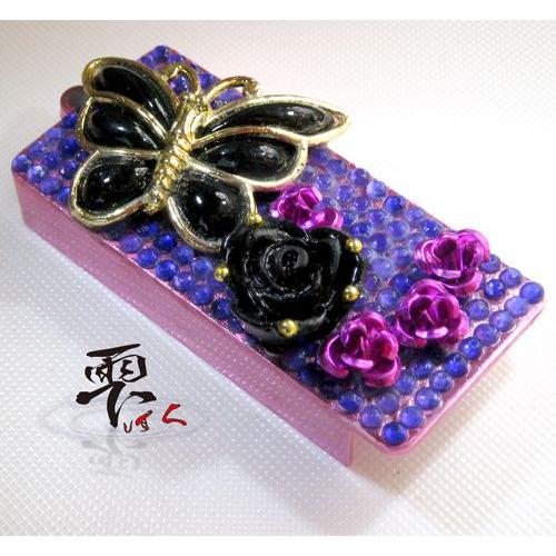 小悪魔風姫系 ブルー系色にカメリア蝶のフリスクケース  手作りデコ by 雫