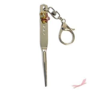 ゴールド Skull King スワロフスキー ラインストーン 1本爪タイプのグリーンフォーク Bigナスカンのキーチェーン付き Golf Divot tool｜different